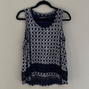Loft Navy & White Sleeveless Top